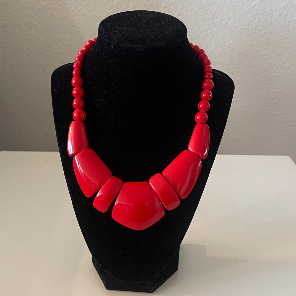 Bold Red Beaded Necklace
